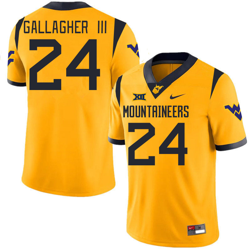 #24 Rodney Gallagher III West Virginia Mountaineers College 2024 New Uniforms Football Jerseys Stitched Sale-Gold